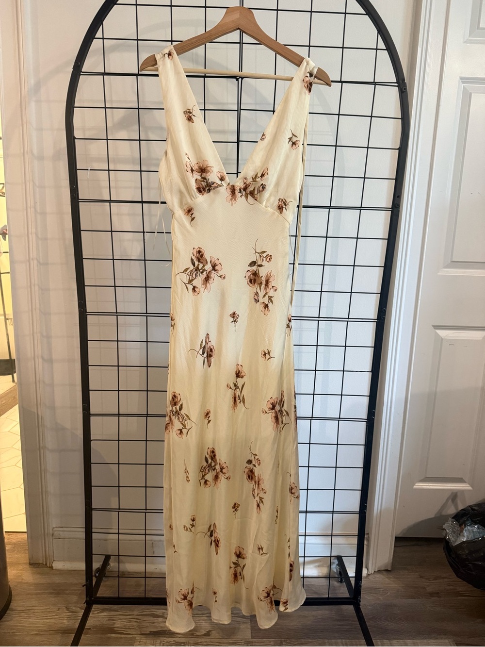 Jessica Simpson Cream Maxi Dress with Brown Floral Print